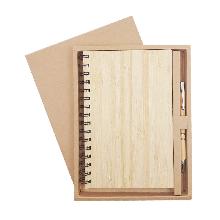 KIT BLOCO DE ANOTAÇÕES + CANETA EM BAMBU (FP0097)