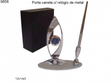 Porta Caneta com Relogio de Metal (9858)
