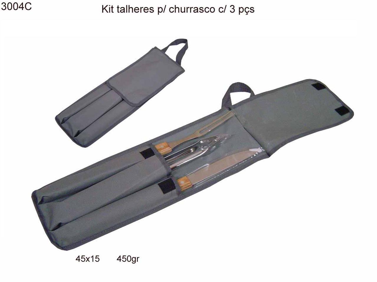 Kit talheres p/ churrasco c/ 3 pçs (3004C)
