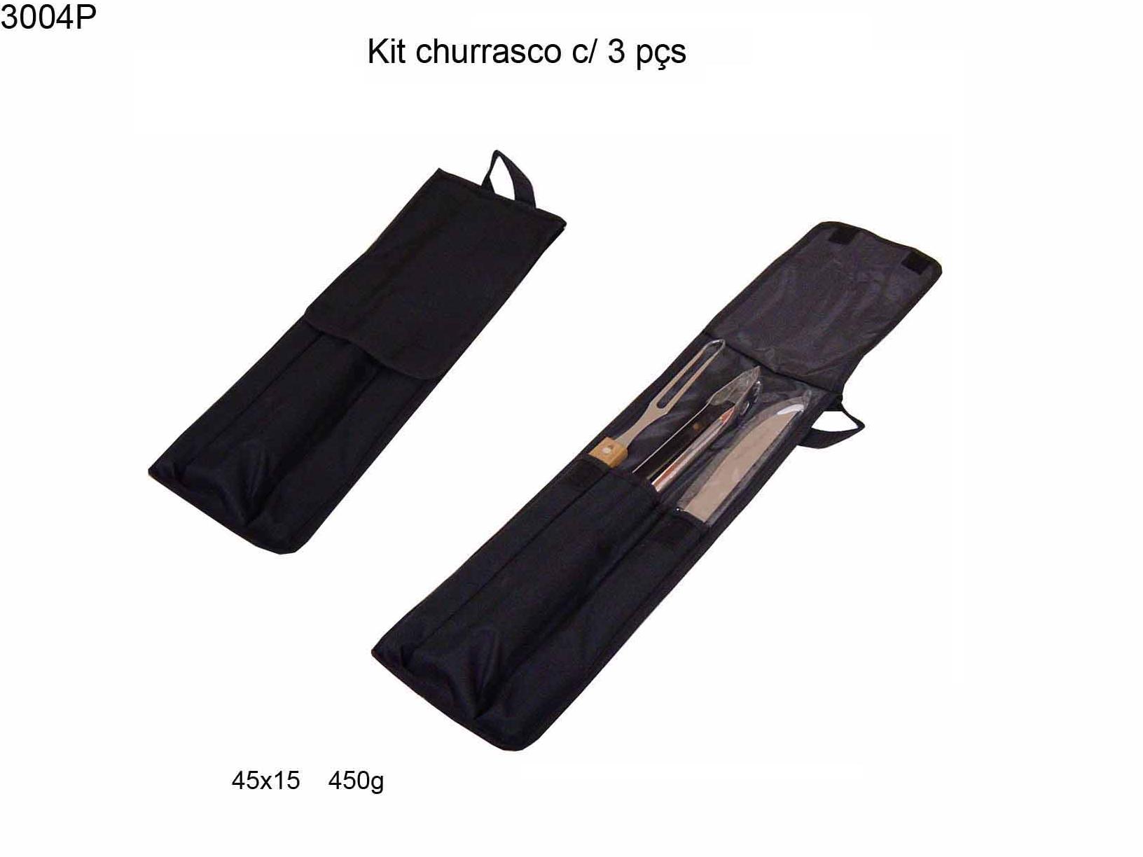Kit talheres p/ churrasco c/ 3 pçs (3004P)
