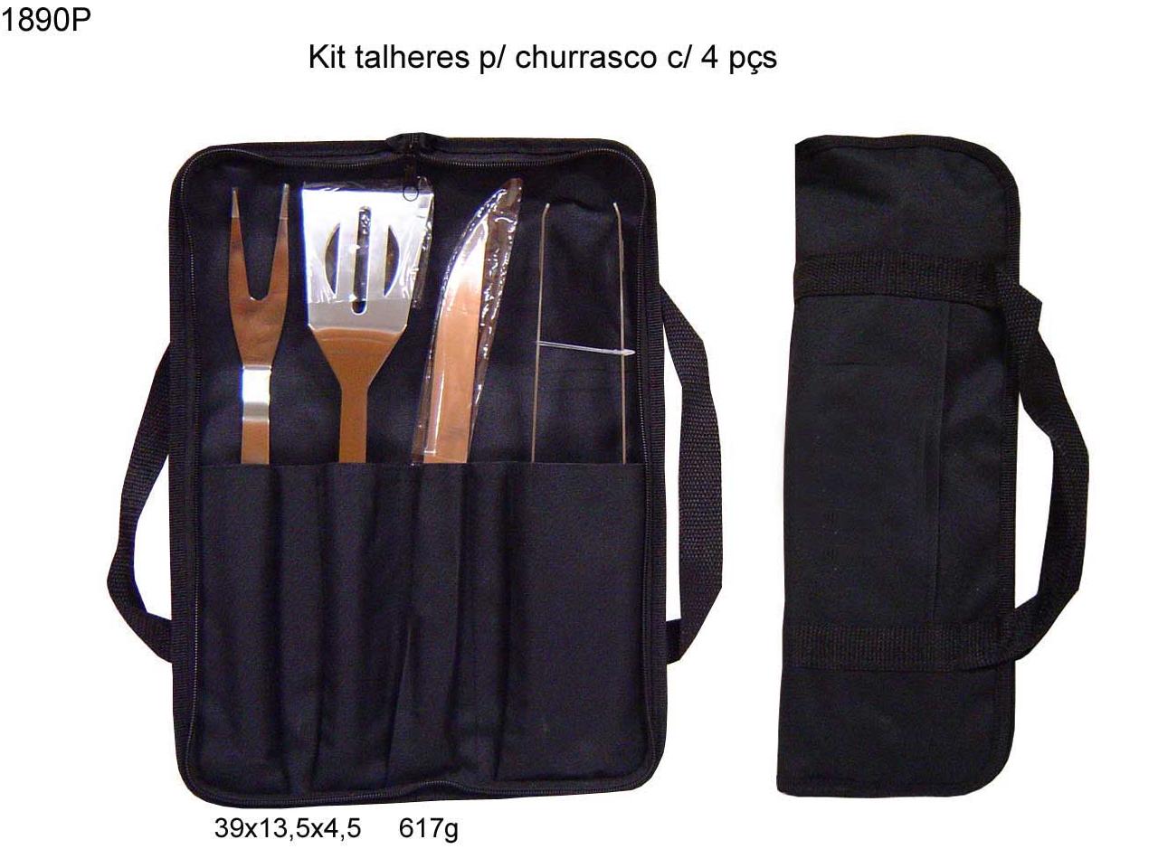 Kit talheres p/ churrasco c/ 4 pçs (1890P)