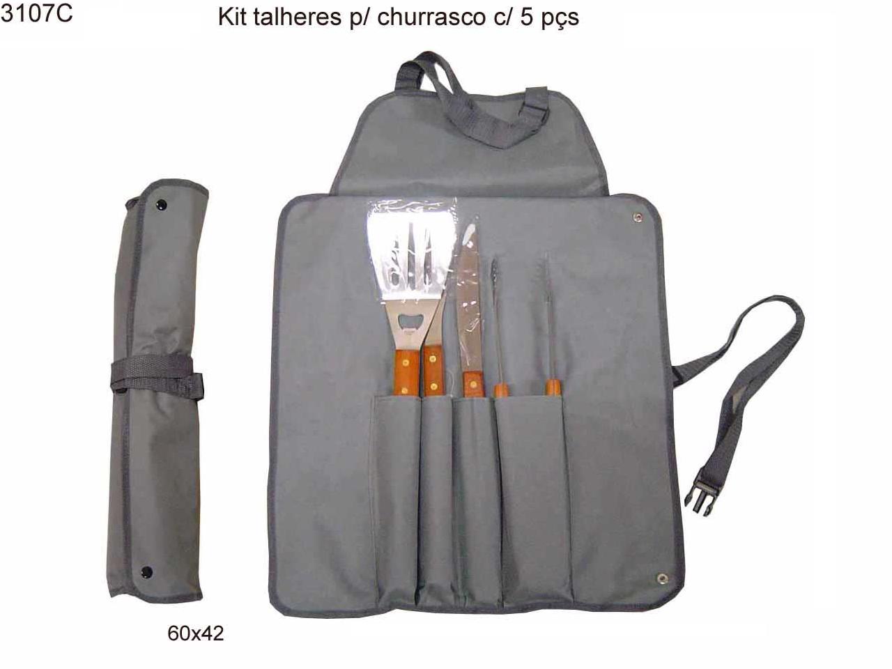 Kit talheres p/ churrasco c/ 5 pçs 3107