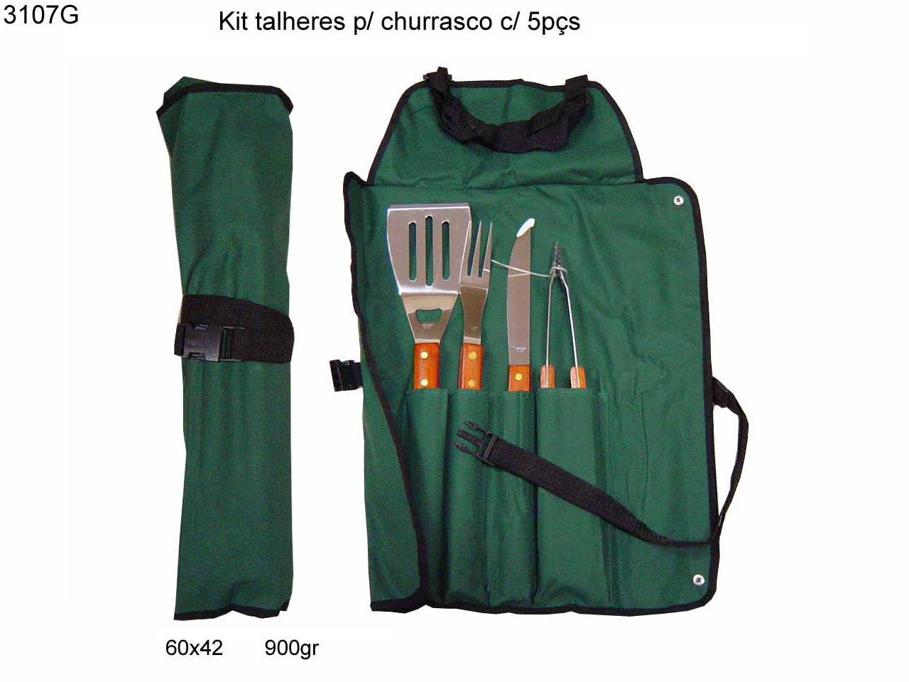 Kit talheres p/ churrasco c/ 5 pçs (3107G)